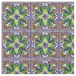 Marokkaanse Stijl Blauw & Groen Tegel Patroon Gema Stof