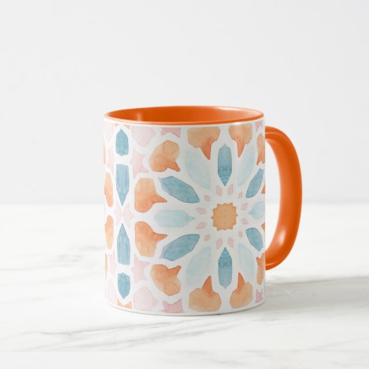 Marokkaanse stijl in blauwe en oranje stijl 2 mok (Voorkant rechts)