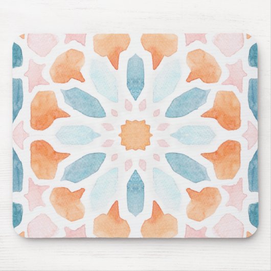 Marokkaanse stijl in blauwe en oranje stijl 2 muismat (Voorkant)