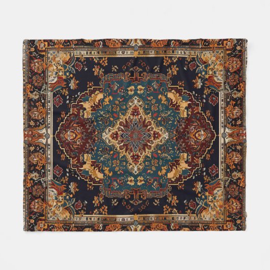 Marokkaanse stijl rood blauw fleece deken (Voorkant (Horizontaal))