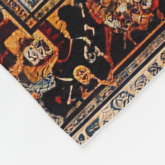 Marokkaanse stijl rood blauw fleece deken (Hoek)