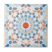 Marokkaanse stijl tegel in sinaasappel en blauw tegeltje (Voorkant)