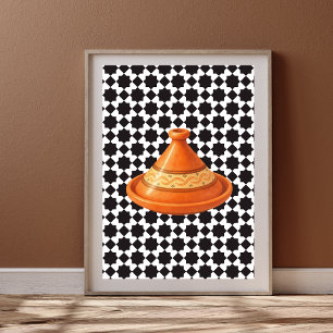 Marokkaanse Tagine Pot met Geometrisch Patroon Poster