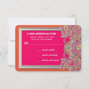 Marokkaanse Tangerine en Fuchsia Trouwkaarten Kaart