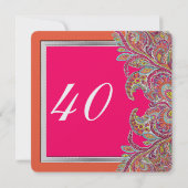 Marokkaanse Tangerine & Hot Pink 40e verjaardag Kaart (Achterkant)