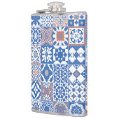 Marokkaanse tegel blauw, bruin heupfles (Links)