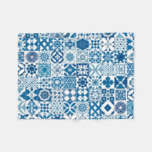 Marokkaanse tegel - blauw en wit fleece deken (Voorkant (Horizontaal))