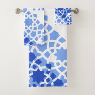 Marokkaanse tegel blauw print bad handdoek