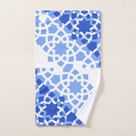 Marokkaanse tegel blauw print bad handdoek (Handdoek)