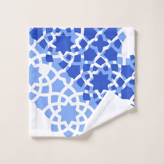 Marokkaanse tegel blauw print bad handdoek (Wasdoekje)