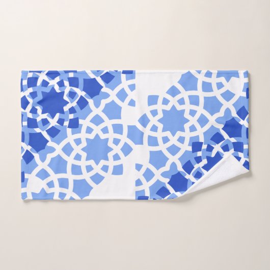 Marokkaanse tegel blauw print bad handdoek (Handdoek)