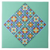 Marokkaanse tegel blokkeert blauwe blauwgroen goud tegeltje (Voorkant)