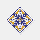 Marokkaanse Tegel Blue Yellow  Bohemian Pattern Servet (Hoek)