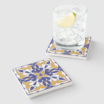 Marokkaanse Tegel Blue Yellow  Bohemian Pattern