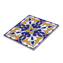 Marokkaanse Tegel Blue Yellow  Bohemian Pattern