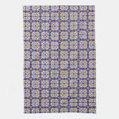 Marokkaanse Tegel Blue Yellow  Bohemian Pattern Theedoek (Verticaal)
