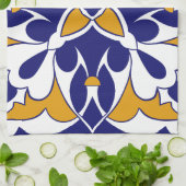 Marokkaanse Tegel Blue Yellow  Bohemian Pattern Theedoek (Gevouwen)