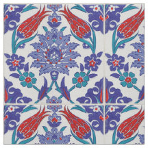 Marokkaanse Tegel Boho Blue Pattern Cotton Fabric