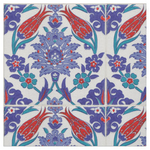 Marokkaanse Tegel Boho Blue Pattern Cotton Fabric Stof