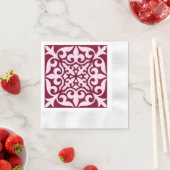 Marokkaanse tegel - bordeauxrood en roze servetten (Insitu)