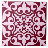 Marokkaanse tegel - Bourgogne en roze Tegeltje (Voorkant)