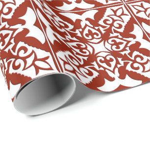 Marokkaanse tegel - diep rood en wit cadeaupapier