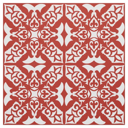 Marokkaanse tegel - diep rood en wit stof (Swatch)