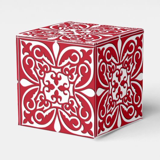 Marokkaanse tegel - donkerrood en wit bedankdoosjes (Voorkant Zijde)