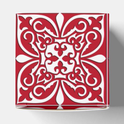 Marokkaanse tegel - donkerrood en wit bedankdoosjes (Bovenkant)