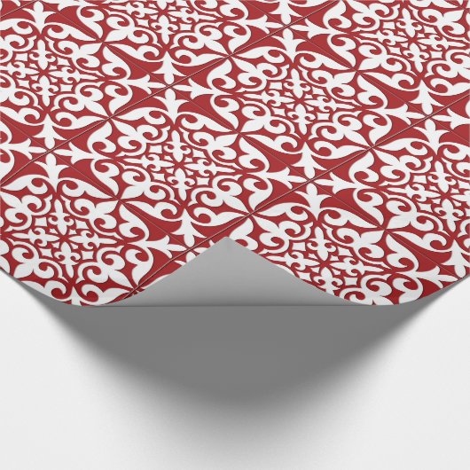 Marokkaanse tegel - donkerrood en wit cadeaupapier (Hoek)