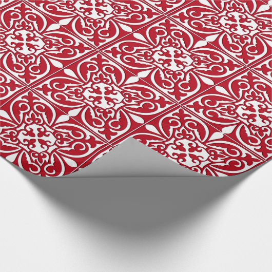 Marokkaanse tegel - donkerrood en wit cadeaupapier (Hoek)