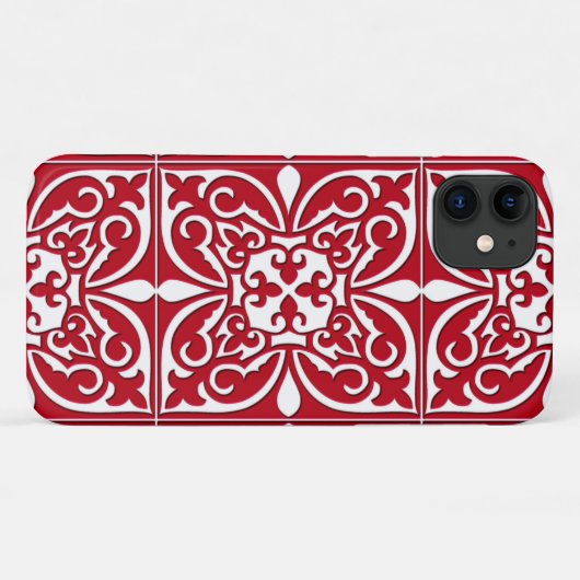 Marokkaanse tegel - donkerrood en wit Case-Mate iPhone case (Achterkant (horizontaal))