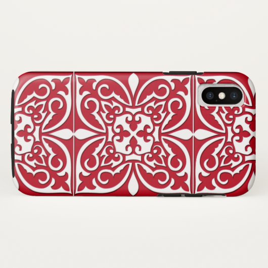 Marokkaanse tegel - donkerrood en wit Case-Mate iPhone case (Achterkant (horizontaal))