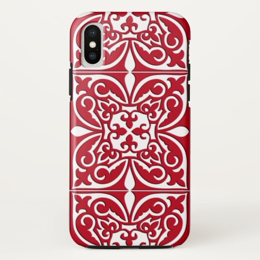 Marokkaanse tegel - donkerrood en wit Case-Mate iPhone case (Achterkant)