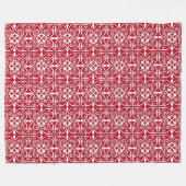 Marokkaanse tegel - donkerrood en wit fleece deken (Voorkant (Horizontaal))