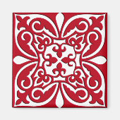 Marokkaanse tegel - donkerrood en wit magneet (Voorkant)