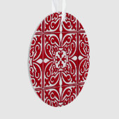 Marokkaanse tegel - donkerrood en wit ornament (voorkant)