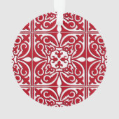 Marokkaanse tegel - donkerrood en wit ornament (achterkant)