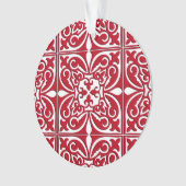 Marokkaanse tegel - donkerrood en wit ornament (voorkant)