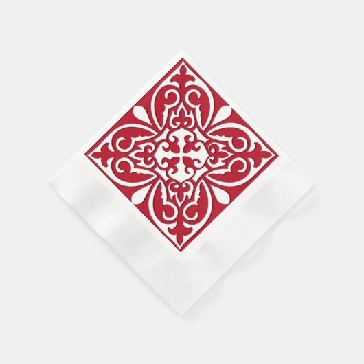 Marokkaanse tegel - donkerrood en wit servet (Hoek)