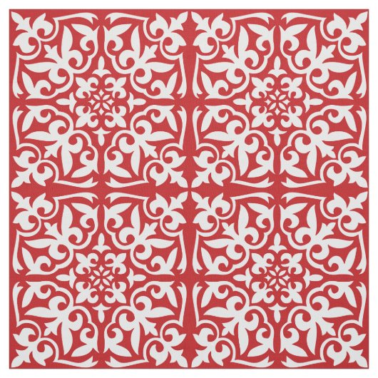Marokkaanse tegel - donkerrood en wit stof (Swatch)
