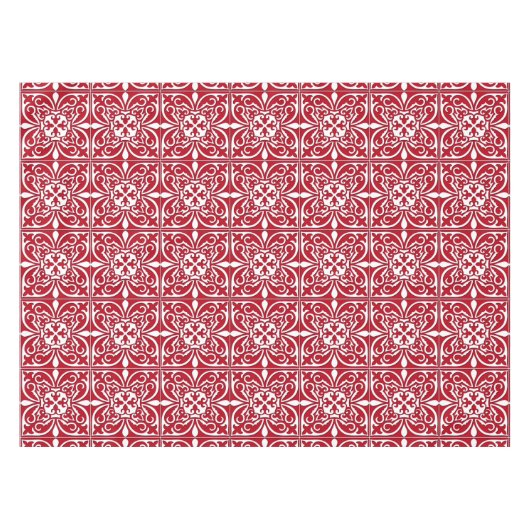 Marokkaanse tegel - donkerrood en wit tafelkleed (Voorkant (Horizontaal))
