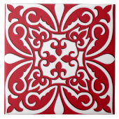 Marokkaanse tegel - donkerrood en wit tegeltje (Voorkant)