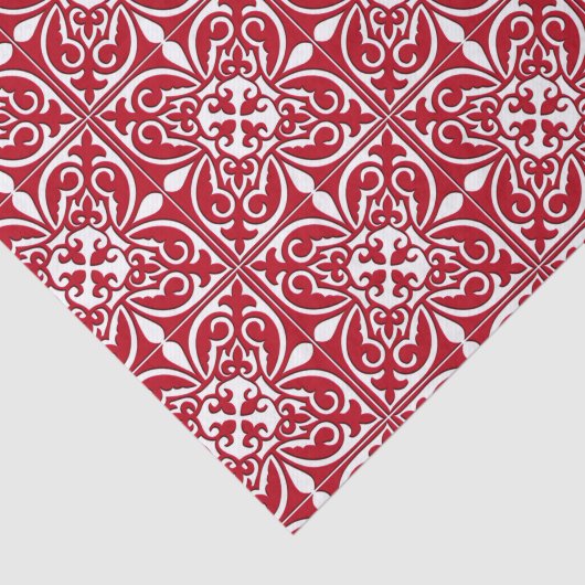 Marokkaanse tegel - donkerrood en wit tissuepapier (Detail)