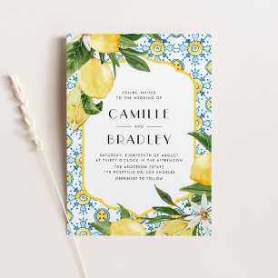 Marokkaanse Tegel en citroenen Mediterrane bruilof Magnetische Uitnodiging