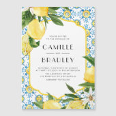 Marokkaanse Tegel en citroenen Mediterrane bruilof Magnetische Uitnodiging (Voorkant)