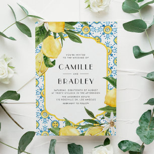 Marokkaanse Tegel en citroenen Mediterrane bruilof Uitnodiging Briefkaart