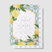 Marokkaanse Tegel en citroenen Mediterrane bruilof Vellum Uitnodigingen (Offset (Uitnodiging))