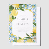 Marokkaanse Tegel en citroenen Mediterrane bruilof Vellum Uitnodigingen (Offset)