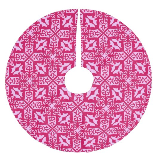 Marokkaanse tegel - fuchsia en lichtroze kerstboom rok (Voorkant)